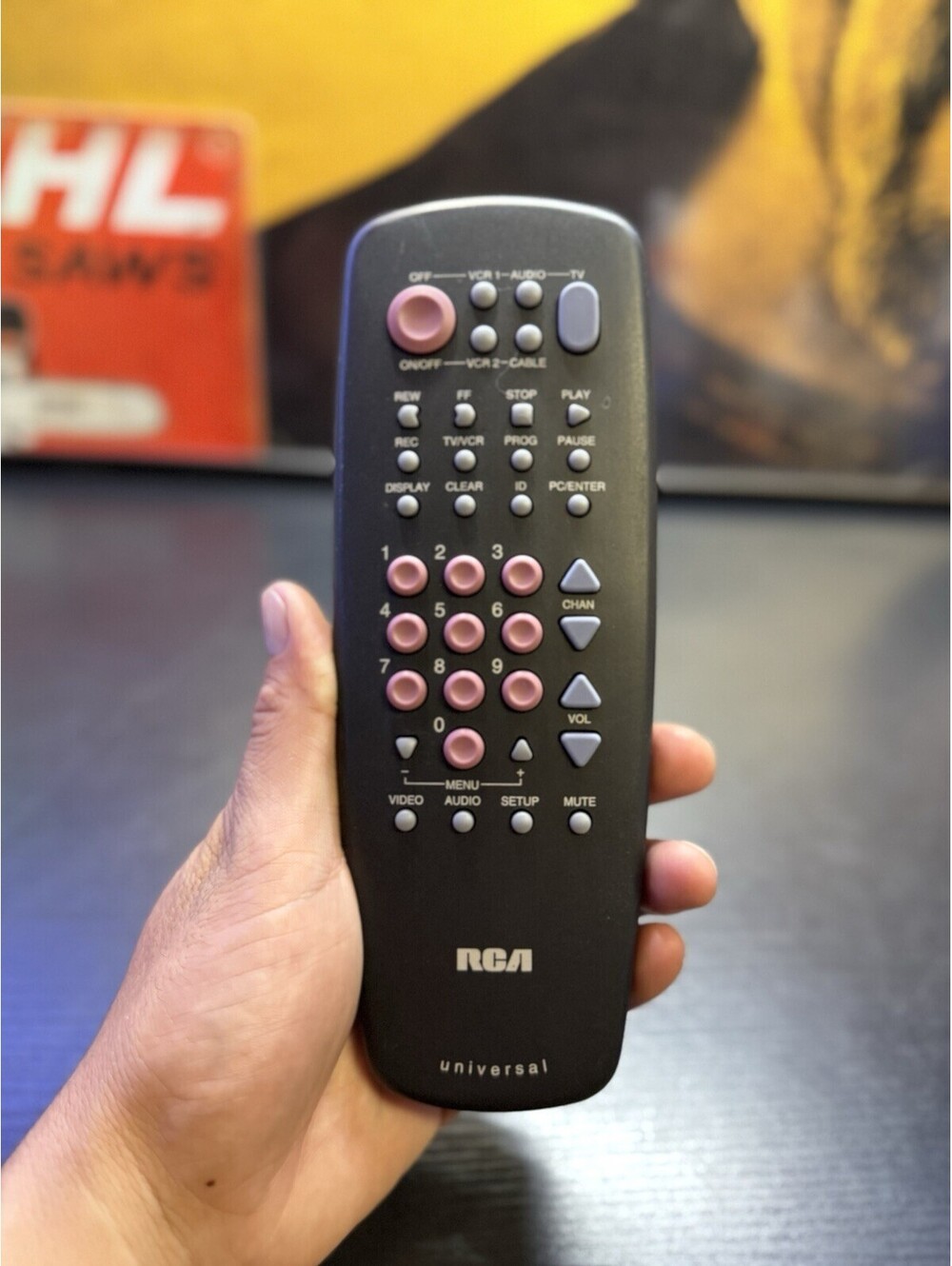 Vintage RCA CRK67F1 Universal Remote Control TV VCR Cable OEM Black Pink
